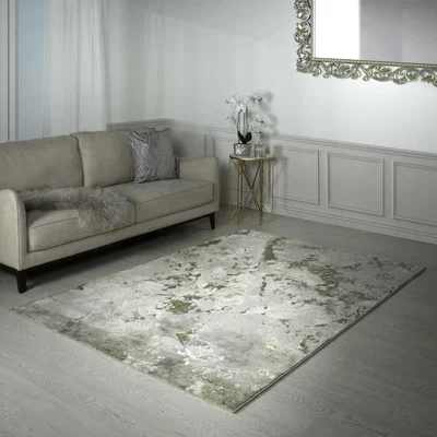 The Rug Seller Aurora Galaxy AU04 Marble Rugs in Metallic Beige
