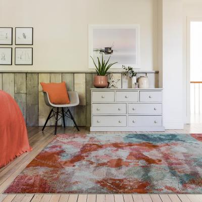 The Rug Seller Amelie Sundown Abstract Rugs in AM06 Blue Orange Multi