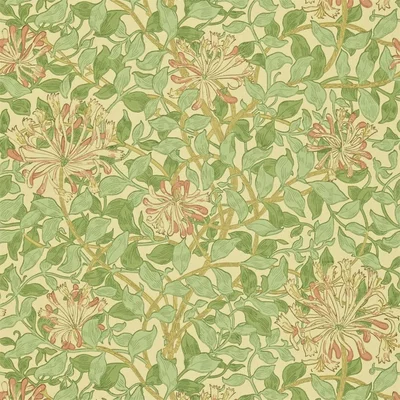 The Rug Seller Honeysuckle Wallpaper 210435 by Morris & Co in Green Beige PinkRoll