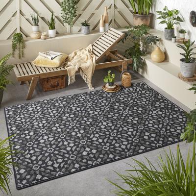 The Rug Seller Monaco Mosaic Indoor Outdoor Modern Rugs in Charcoal Grey