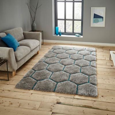 The Rug Seller Noble House Honeycomb Geometric Rugs NH30782 in Grey Blue&nbsp;180x270CM