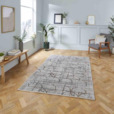 The Rug Seller Creation G2851 Geometric Distressed Rugs in Grey Multi160x230cm