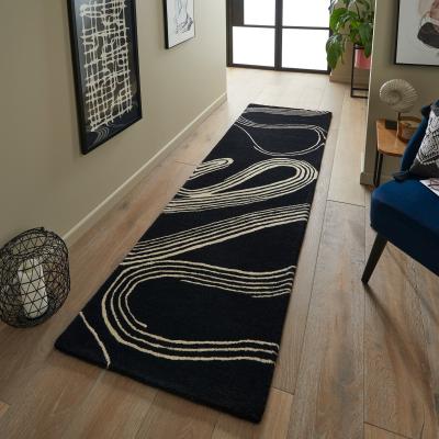 The Rug Seller Decor Flow Runner Rugs in 91305 Caviar by Brink & Campman67x230cm