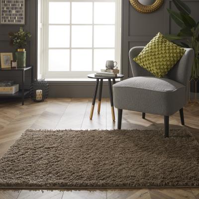 The Rug Seller Larissa Washable Plain Shaggy Rug in Chocolate Brown&nbsp;100x150cm