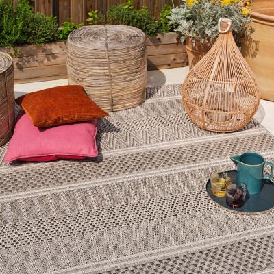 The Rug Seller Varanda Stripe Geometric Indoor Outdoor Rugs in VA04 Natural160x230cm