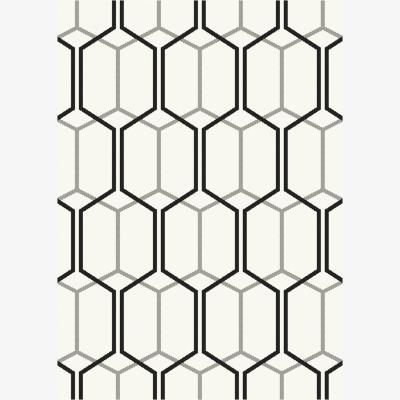 The Rug Seller Patio Geometric PAT08 Hexagon Outdoor Rugs in Ivory White