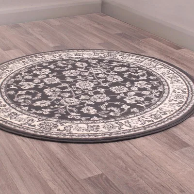 The Rug Seller Coronation Circular Rugs in Grey by Rugstyle&nbsp;120x120cm