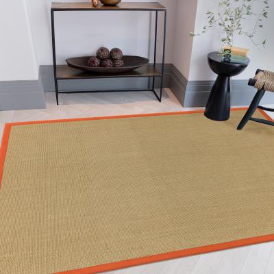 The Rug Seller Sisal Rugs in Linen with an Orange Border&nbsp;160x230cm