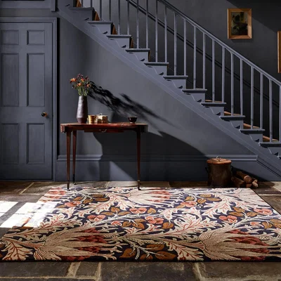 The Rug Seller Artichoke Floral Rugs 127103 in Amber Charcoal By William Morris