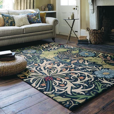 The Rug Seller Seaweed Rugs 28008 Ink by William Morris