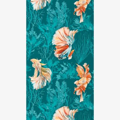 The Rug Seller Halfmoon Wallpaper 112767 by Harlequin in Azurite Coral&nbsp;Roll