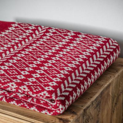The Rug Seller Fairisle Diamond Kilburn & Scott Throw in Red130x170cm