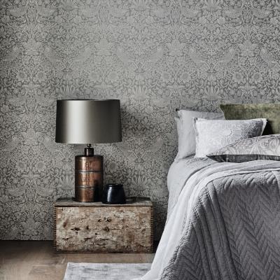 The Rug Seller Pure Strawberry Thief Wallpaper 216017 by Morris & Co in Silver Stone&nbsp;Roll