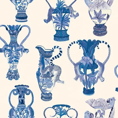 The Rug Seller Khulu Vases Wallpaper 12059 by Cole & Son in Ink BlueRoll
