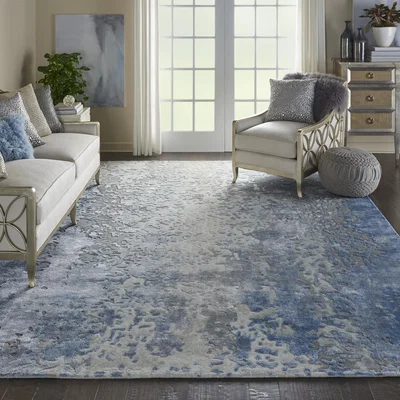 The Rug Seller Prismatic Modern Abstract Rugs in PRS17 Denim Blue by Nourison&nbsp;236x297cm