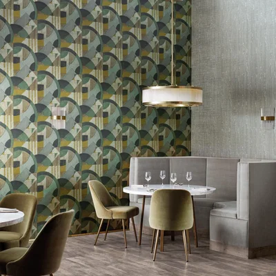 The Rug Seller Abstract 1928 Wallpaper 312887 by Zoffany in Antique Olivine&nbsp;Roll