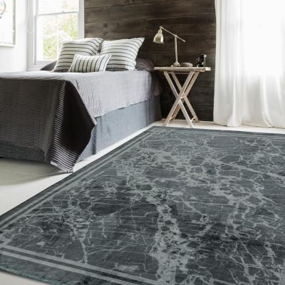 The Rug Seller Zehraya Marble Border Rugs in ZE03 Grey