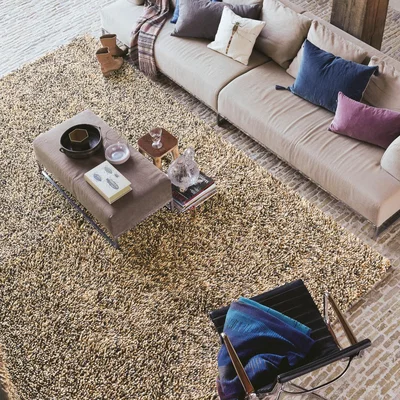 The Rug Seller Brink and Campman Rocks Shaggy Wool Rugs 70501 Beige