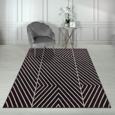 The Rug Seller Muse MU10 Geometric Striped Woven Rug in Black