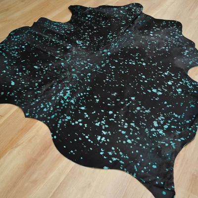 The Rug Seller Cowhide Rugs MER051703 in Black and Green