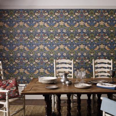 The Rug Seller Strawberry Thief Wallpaper 212564 by Morris & Co in Indigo Mineral&nbsp;Roll