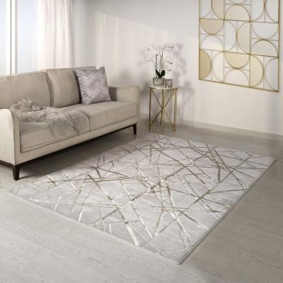 The Rug Seller Aurora Mica AU13 Geometric Rugs in Metallic Gold Beige