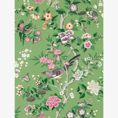 The Rug Seller Chinoiserie Hall Wallpaper 217110 by Morris & Co in Chinese Green Lotus Pink&nbsp;Roll
