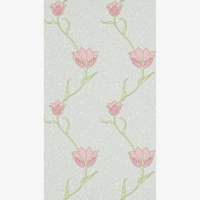 The Rug Seller Garden Tulip Wallpaper 210394 by Morris & Co in Porcelain Pink&nbsp;Roll