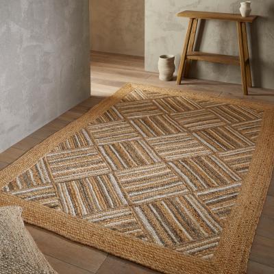 The Rug Seller Naturals Squares Jute & Cotton Flatweave Rug120x170cm
