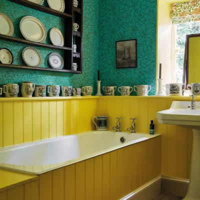 The Rug Seller Bird and Anemone Wallpaper 216958 by Morris & Co in Olive Turquoise&nbsp;Roll