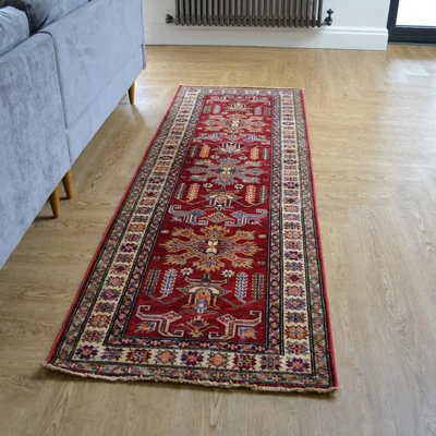 The Rug Seller Supreme Kazak 48587 Traditional Wool Runner Rugs in Red81x239cm