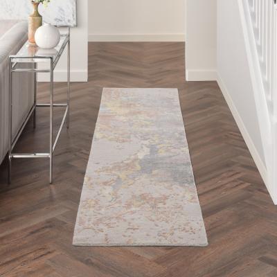 The Rug Seller SHA20 Silk Shadows Runner Rugs by Nourison in Silver Grey&nbsp;69x244cm