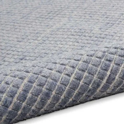 The Rug Seller Calvin Klein Pretoria Quilted Designer Wool Rugs CK890 in Blue