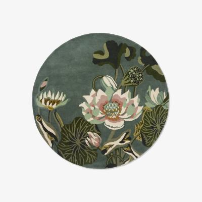The Rug Seller Waterlily Round Rugs 38608 by Wedgwood in Midnight Pond Blue