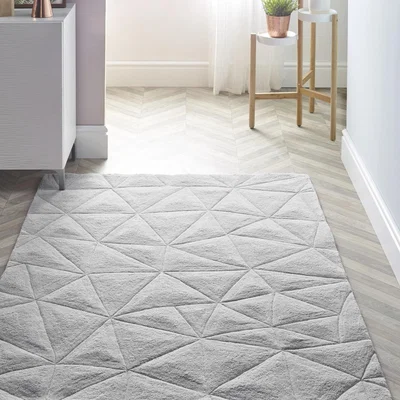 The Rug Seller 3D Triangles Rugs In Grey