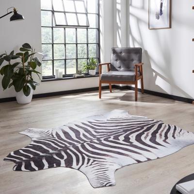The Rug Seller Faux Zebra Print Rug in Black White