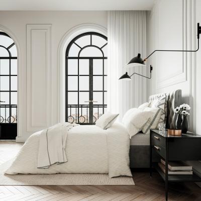 The Rug Seller Emani Clipped Geometric Bedding by Bedeck of Belfast in Chalk White&nbsp;74x48cm