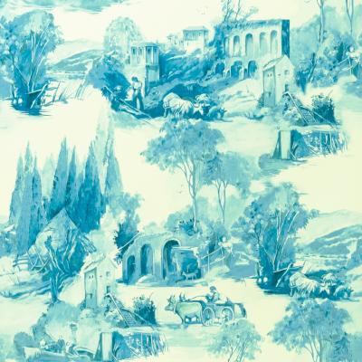 The Rug Seller Anastacia Wallpaper W0080 03 by Clarke and Clarke in Delft Blue&nbsp;Roll