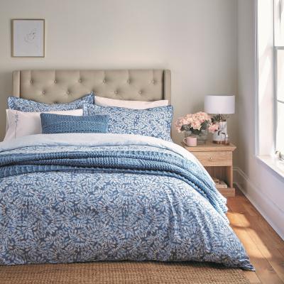 The Rug Seller Be Still Foliage Leaf Bedding by Katie Piper in Blue&nbsp;200x200cm