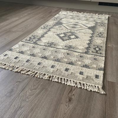 The Rug Seller Hippie Kelim Traditional Tribal Natural Grey Wool Rugs90x150cm