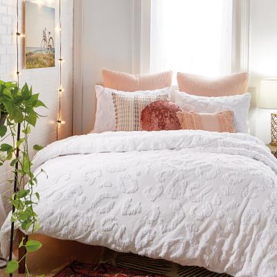 The Rug Seller Chenille Leopard Cotton Bedding by Peri Home in White&nbsp;260x220cm