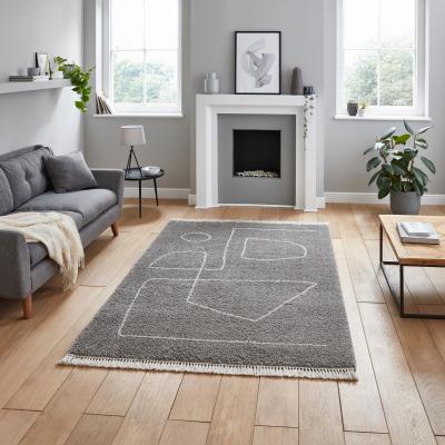 The Rug Seller Boho A474 Rugs in Grey Cream