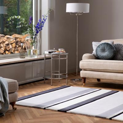 The Rug Seller Eaton Striped 081004 Rug by Laura Ashley in Charcoal Grey&nbsp;170x240cm