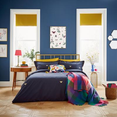 The Rug Seller Bee Embroidered Cotton Bedding by Joules in Navy Blue&nbsp;200x200cm