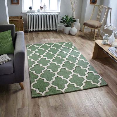 The Rug Seller Arabesque Modern Wool Rugs in Sage Green&nbsp;200x285cm