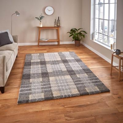 The Rug Seller Modern Elegant Tartan Check Rugs 4890 in Grey