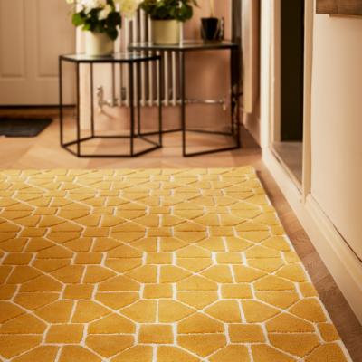 The Rug Seller Harmony Geometric Wool Rugs in Ochre Yellow