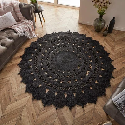 The Rug Seller Zarla Rugs Jute in Black