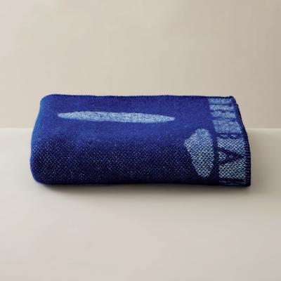 The Rug Seller Magnolia Embroidery Flower Throw by Ted Baker in Navy Blue150x180cm