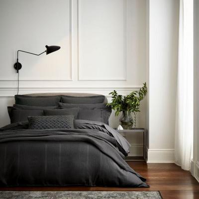 The Rug Seller Mansa Stripe Cotton Bedding in Charcoal Grey&nbsp;220x230cm